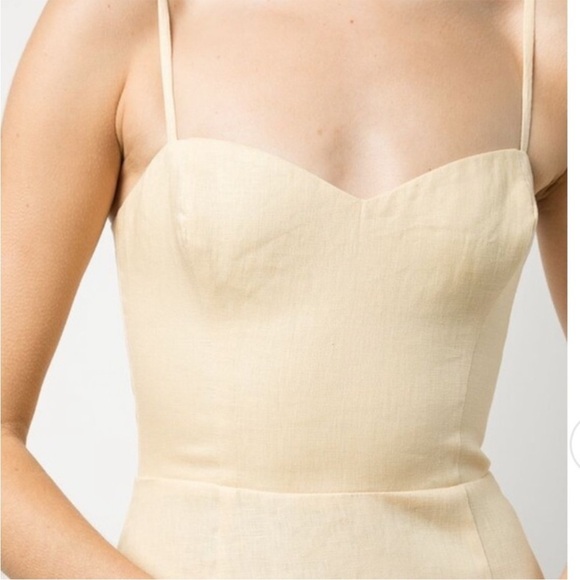 Reformation Roarke Linen Sweetheart-neck Dress in Parmesan yellow | size 4 - Picture 11 of 12